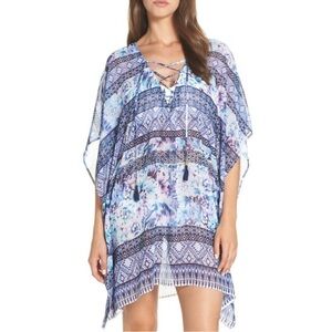 TOMMY BAHAMA AquaPetals Lace Up Tunic Swim Cover-Up in S/M